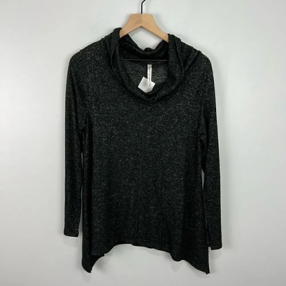 Forgotten Grace Cowl Neck Sweater Dark Grey S NWT